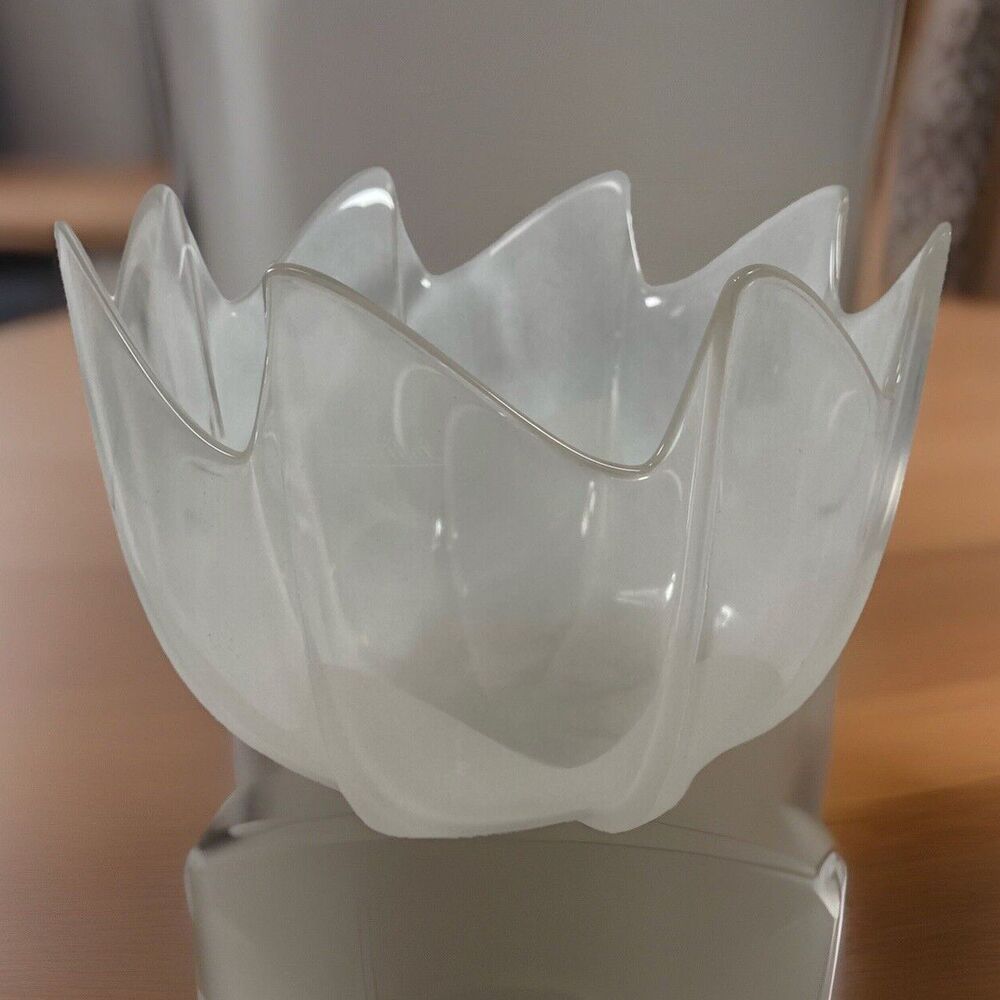 Rosenthal Crystal ICEDEW Scalloped White Wave Frosted, Round Bowl, 7" x 5 1/2” H